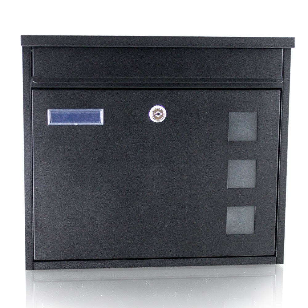 Moderní poštovní schránka Černá nástěnná na klíč Mailbox M16106